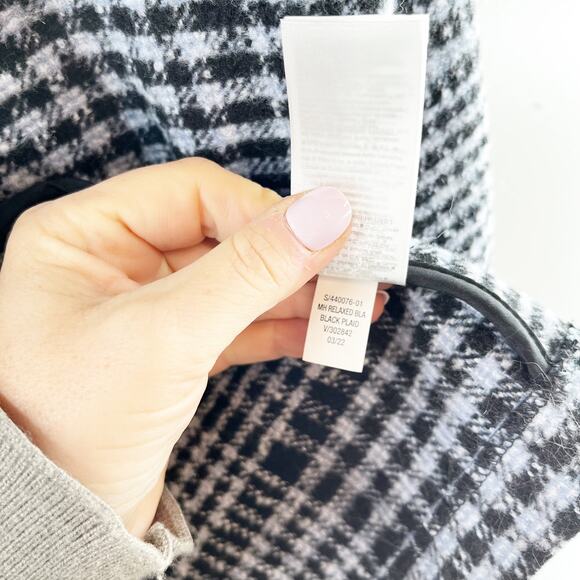 Old Navy Soft Brushed Oversized Single Breasted Plaid Blazer Jacket Gray Small - Picture 5 of 9